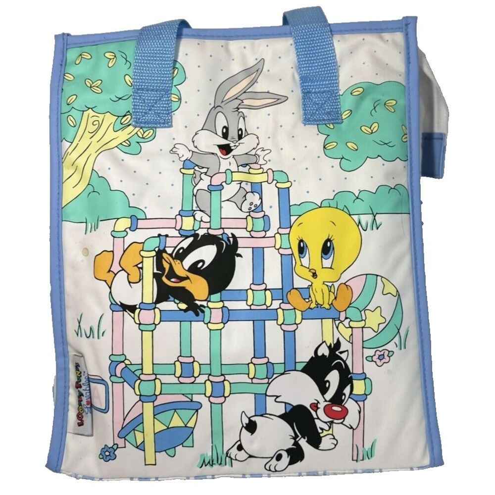 Looney Tunes BABY Diaper Bag Vinyl blue Vintage Lovables Tweety Bugs Bunny 1996